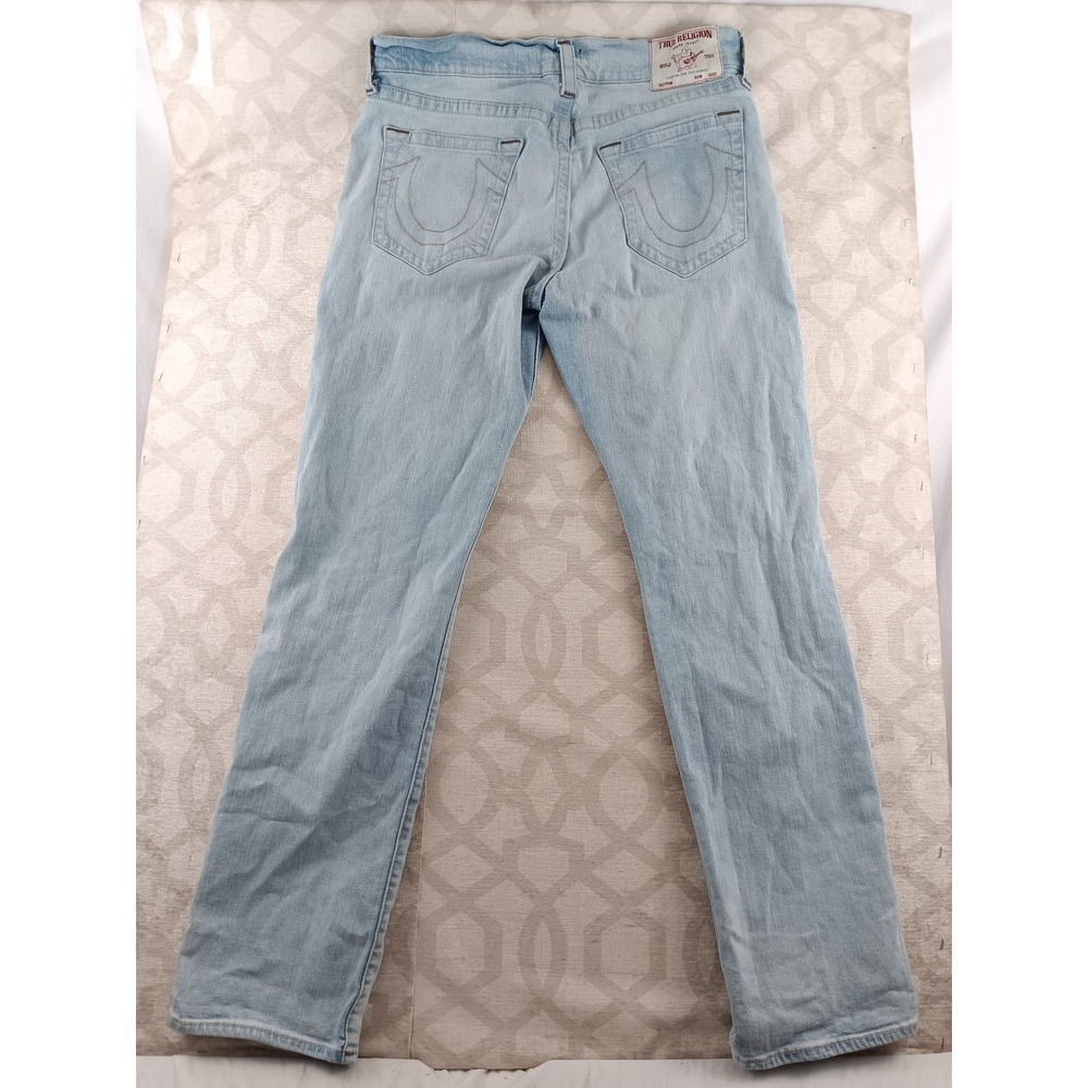 True Religion Ricky‎ Relaxed Straight Jeans Light Wash Distressed Men Size 34 - Picture 2 of 9